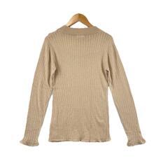 美品 axes femme アクシーズファム ビジュー オールシーズン 長袖ニット ポリエステル ベージュ レディース M【古着】【中古】【送料無料】の画像