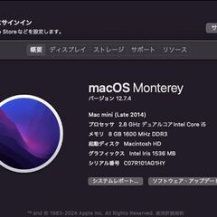 Mac mini（Late 2014）1.12TB/8GB〈MGEQ2J/A〉④の画像