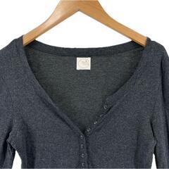 美品 des petits hauts デ・プチオー エルボーパッチ ワンポイント 秋冬 AW 長袖ニット コットン チャコールグレー レディース【古着】【中古】【送料無料】の画像
