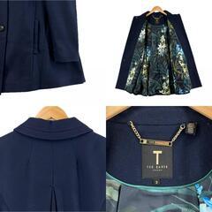美品 TED BAKER テッドベーカー 無地 秋冬 AW トレンチコート ウール/カシミヤ ネイビー レディース 3【古着】【中古】【送料無料】の画像