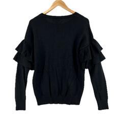 美品 Banana Republic バナナリパブリック フリル 秋冬 AW 長袖ニット ナイロン ブラック レディース XS【古着】【中古】【送料無料】の画像