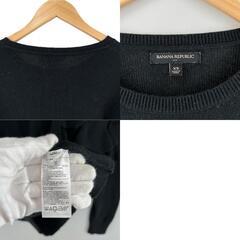 美品 Banana Republic バナナリパブリック フリル 秋冬 AW 長袖ニット ナイロン ブラック レディース XS【古着】【中古】【送料無料】の画像