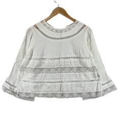 美品 nano universe ナノユニバース レース 春夏 SS ブラウス コットン アイボリー レディース 36 レースブラウス【古着】【中古】【送料無料】の画像