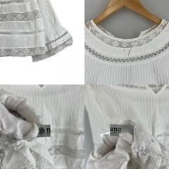 美品 nano universe ナノユニバース レース 春夏 SS ブラウス コットン アイボリー レディース 36 レースブラウス【古着】【中古】【送料無料】の画像
