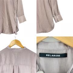 美品 Lila Robe リラローブ バンドカラー 無地 春夏 SS 長袖シャツ ポリエステル ライトピンク レディース F【古着】【中古】【送料無料】の画像