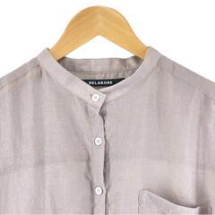 美品 Lila Robe リラローブ バンドカラー 無地 春夏 SS 長袖シャツ ポリエステル ライトピンク レディース F【古着】【中古】【送料無料】の画像