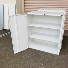 両開き書庫　スチール書庫　収納庫　キャビネット　棚　収納棚　鍵2本付き　オフィス家具の画像