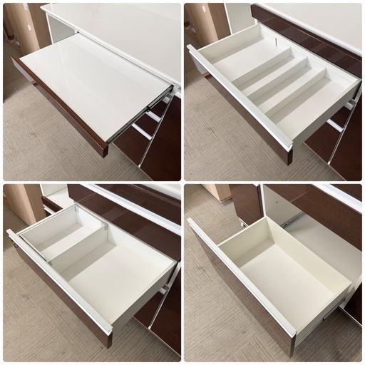 【美品‼️】定価30万♪ 高級 松田家具 141cm幅キッチンボード 食器棚 収納家具 木目調ダークブラウン♪