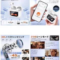 ワイヤレスイヤホン Aetyt 【2025 年新登場·多機能タッチスクリーン 】Bluetooth5.4 接続瞬時 Hi-Fi ブルートゥースイヤホン の画像