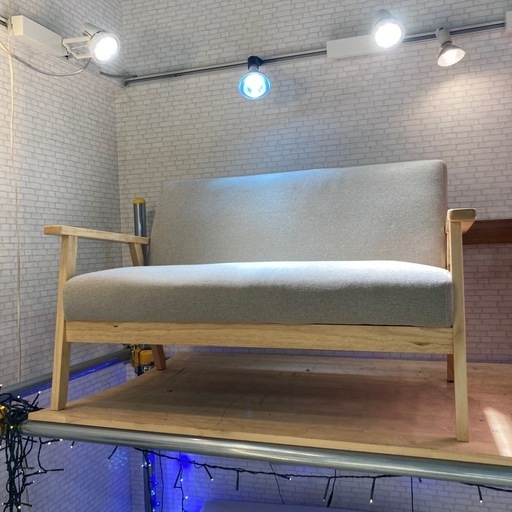 2人掛けソファ　グレー　ファブリック