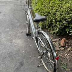 自転車　No.366　シルバー　パナソニック　内装3段切替　27インチ　LEDオートライト、鍵付き　【リサイクルショップどりーむ天保山】の画像