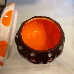 陶器のかぼちゃ🎃の入れ物　ハロウィンの画像
