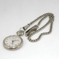 動作品 MANAS クオーツ式懐中時計 3針 オープンフェイス ローマンインデックス チェーン社外品 25年8月電池交換 札幌市 清田区 平岡の画像
