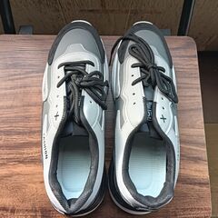 新品 25.5cm メンズ スニーカー グレー 厚底 シューズ 普段着  識別番号:【N240-S】の画像