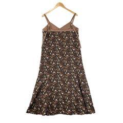 美品 NATURAL COUTURE ナチュラルクチュール キャミソールワンピース 花柄・ボタニカル 春夏 SS ワンピース ポリエステル ブラウン レディース【古着】【中古】【送料無料】の画像