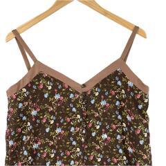 美品 NATURAL COUTURE ナチュラルクチュール キャミソールワンピース 花柄・ボタニカル 春夏 SS ワンピース ポリエステル ブラウン レディース【古着】【中古】【送料無料】の画像