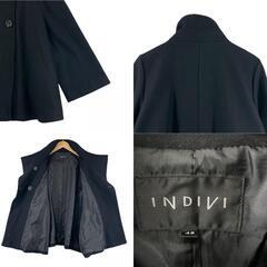美品 INDIVI インディヴィ ポンチョ風 無地 秋冬 AW ピーコート ウール ブラック レディース 42【古着】【中古】【送料無料】の画像