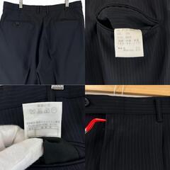 美品 ノーブランド  ストライプ オールシーズン スラックス ウール ブラック メンズ【古着】【中古】【送料無料】の画像