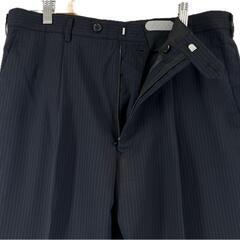 美品 ノーブランド  ストライプ オールシーズン スラックス ウール ブラック メンズ【古着】【中古】【送料無料】の画像