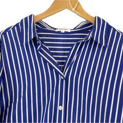 極美品 PLST プラステ ストライプ 春夏 SS ワンピース コットン ブルー レディース M シャツワンピース【古着】【中古】【送料無料】の画像