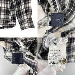 美品 ivory court アイボリーコート チェック 秋冬 AW 長袖シャツ コットン ブラック レディース【古着】【中古】【送料無料】の画像