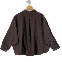 美品 sun valley サンバレー 無地 オールシーズン 長袖シャツ コットン ブラウン レディース M ドルマンスリーブ　バンドカラーシャツ【古着】【中古】【送料無料】の画像