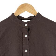 美品 sun valley サンバレー 無地 オールシーズン 長袖シャツ コットン ブラウン レディース M ドルマンスリーブ　バンドカラーシャツ【古着】【中古】【送料無料】の画像