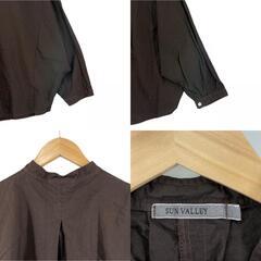 美品 sun valley サンバレー 無地 オールシーズン 長袖シャツ コットン ブラウン レディース M ドルマンスリーブ　バンドカラーシャツ【古着】【中古】【送料無料】の画像