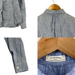 美品 FRAMeWORK フレームワーク 無地 春夏 SS 長袖シャツ 麻 ライトブルー レディース【古着】【中古】【送料無料】の画像