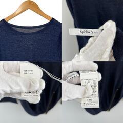 美品 Spick and Span スピックアンドスパン 無地 春夏 SS カットソー レーヨン ネイビー レディース 七分丈【古着】【中古】【送料無料】の画像