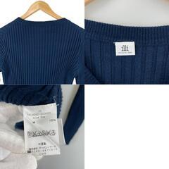 美品 Ili イリ リブニット 無地 秋冬 AW 長袖ニット コットン ネイビー レディース【古着】【中古】【送料無料】の画像