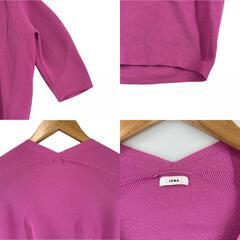 美品 IENA イエナ コットンストレッチ コクーンVネックプルオーバー 無地 春夏 SS 半袖ニット コットン ピンク レディース【古着】【中古】【送料無料】の画像