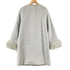 美品 NOLLEY'S sophi ノーリーズソフィ ノーカラーコート 無地 秋冬 AW コート アンゴラ グレー レディース 40 ファーつき【古着】【中古】【送料無料】の画像