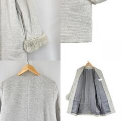 美品 NOLLEY'S sophi ノーリーズソフィ ノーカラーコート 無地 秋冬 AW コート アンゴラ グレー レディース 40 ファーつき【古着】【中古】【送料無料】の画像