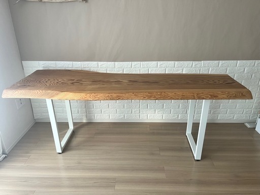 【引き取り限定・現金支払いも可】杉 無垢 一枚板 デスク 天板 アイアン脚付き