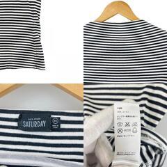 美品 KATE SPADE SATURDAY ケイトスペードサタデー ボーダー 春夏 SS 半袖Tシャツ コットン ホワイト レディース XS【古着】【中古】【送料無料】の画像