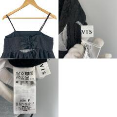 美品 VIS ビス ふくれジャガードキャミトップス 総柄 オールシーズン チュニック ポリエステル ブラック レディース F【古着】【中古】【送料無料】の画像