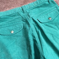 BLUE WAY 緑色 ジッパーポケット付き コットンパンツ 28の画像