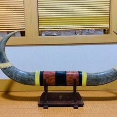 水牛の角 龍の彫刻 台座付きの画像