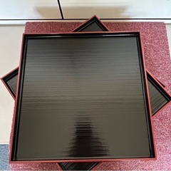 Ⓜ️商品【土日対応】 未使用近　作者不明　祝角盆　5枚セット　現状渡し　08-03-08の画像