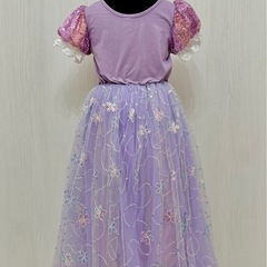 ラプンツェル風のドレス　プリンセスドレス　130サイズ　中古　の画像