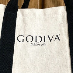 GODIVA ゴディバ☆ベージュ系☆エコバッグ☆トートバッグ☆キャンパス地☆ノベルティ☆ A4クリアファイル入りますの画像