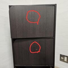 🔥20％引き【☘️中古】茶３段カラーボックス(中の収納棚込み)の画像