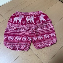 【セット】象柄ピンクトップス＆ショートパンツセット 110cmの画像