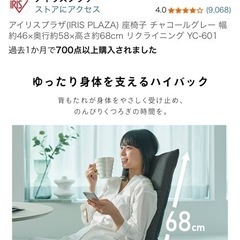 アイリスプラザ(IRIS PLAZA) 座椅子 チャコールグレー 幅約46×奥行約58×高さ約68cm リクライニング YC-601の画像