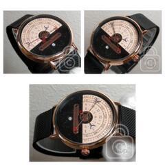 【従来の常識を覆す時刻表示法を備えた画期的ドレスウォッチ/新品】日付 クォーツ ローズゴールド/メッシュステンレスブレスの画像