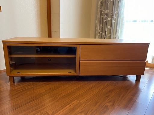 名古屋市内取りに来られる方に無印 AVボード/ AVラック オーク材 中古 無印良品】シンプルなデザインでナチュラルなインテリアに最適な