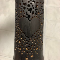 ハート模様の自作の竹灯篭の画像