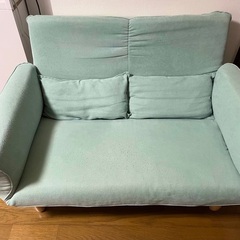 【大至急！すぐ処分】ソファ　二人掛け　ミントグリーン　中古の画像