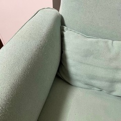 【大至急！すぐ処分】ソファ　二人掛け　ミントグリーン　中古の画像